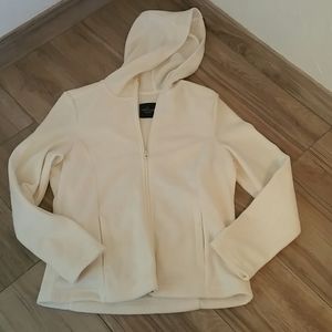 Fleece Hoodie, zippered,  two front pockets, ivory